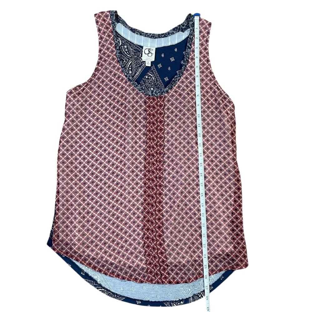 Anthro One September Mixed Print Tank Top Boho Bandana Patchwork Red Blue Sz M * - Picture 10 of 13